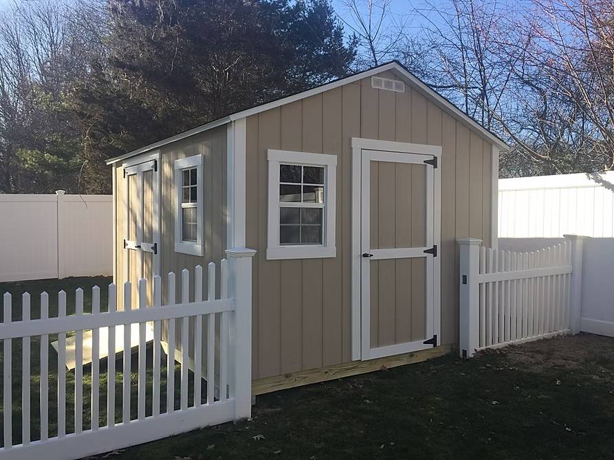 beautiful shed in backyard