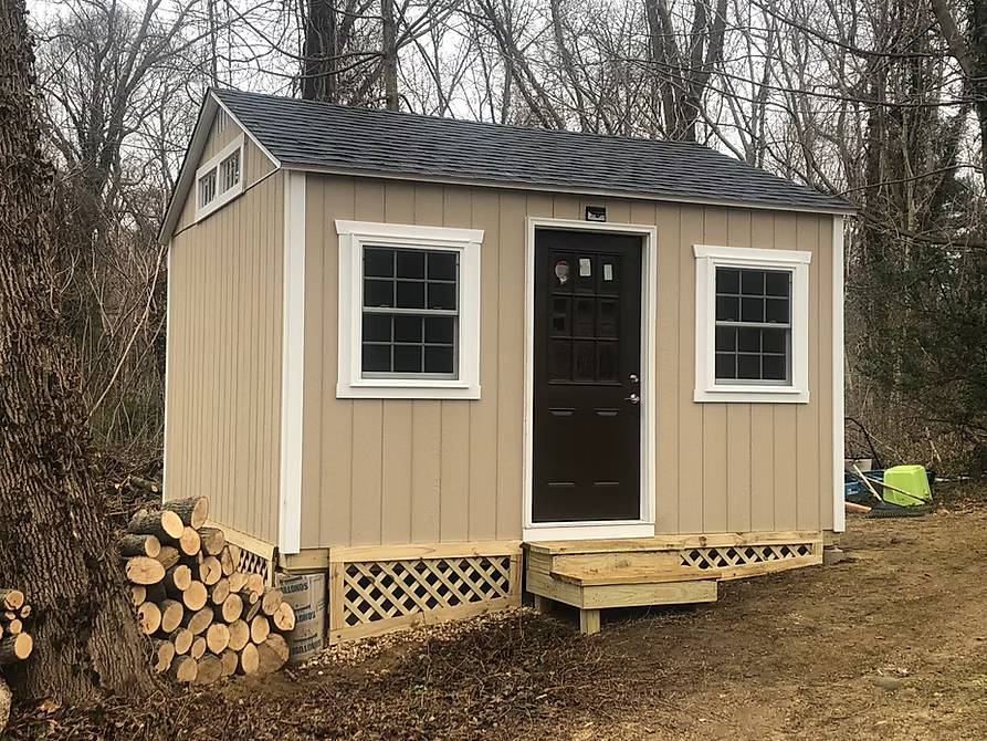 beautiful shed in backyard