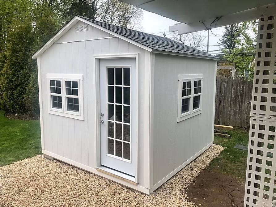 beautiful shed in backyard